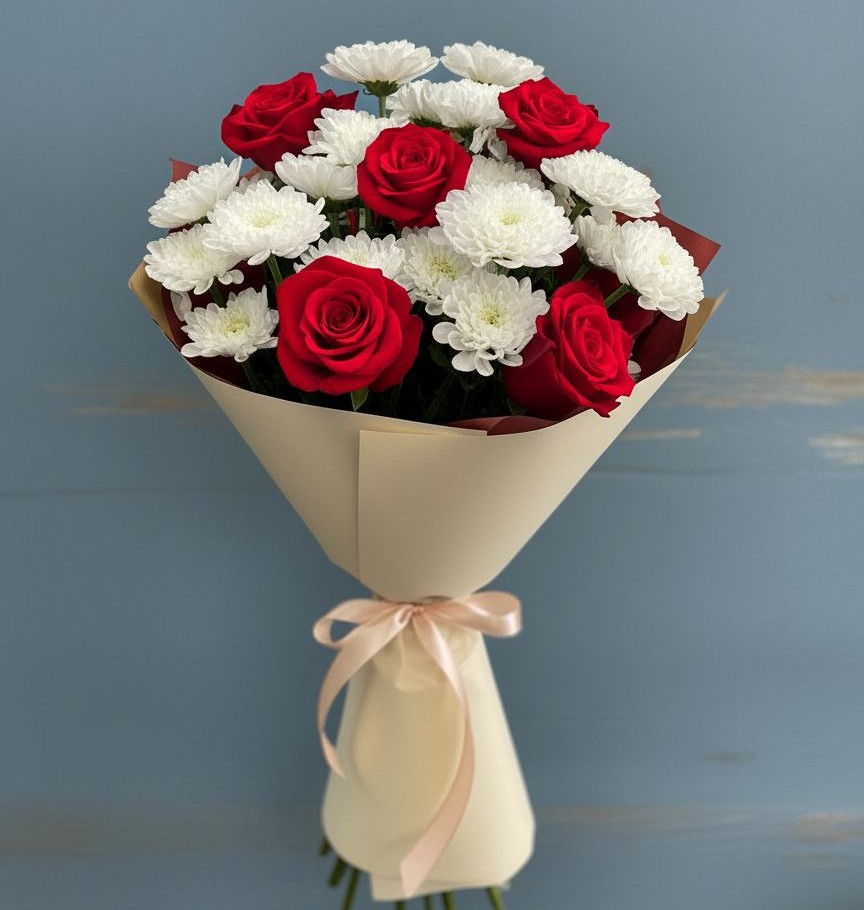 Букет цветов из: Розы и Хризантемы в Солянке