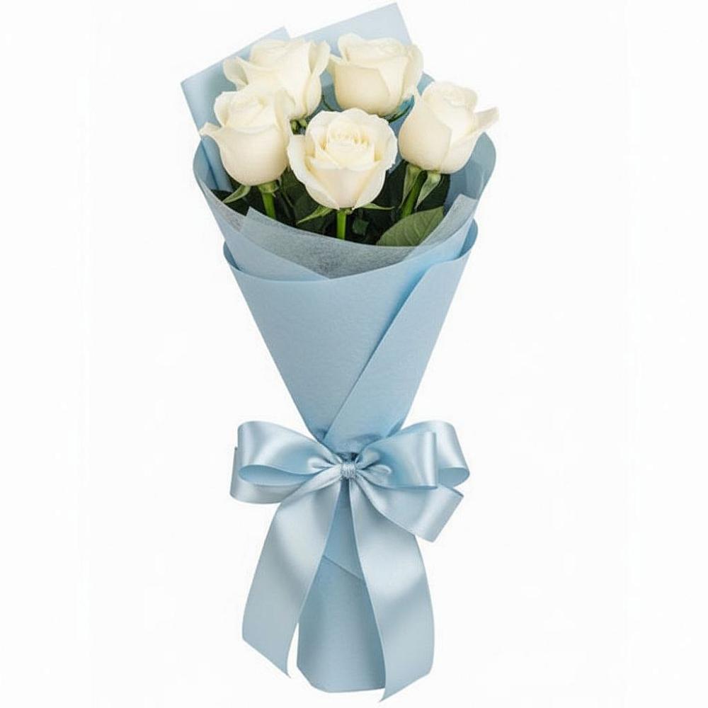 Букет 5 Белых роз Проуд в Солянке