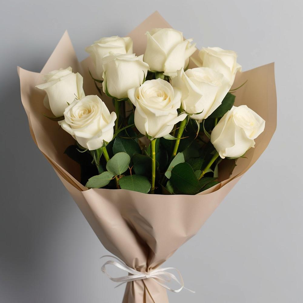 Букет 9 Белых роз Эдлесс Лав в Солянке