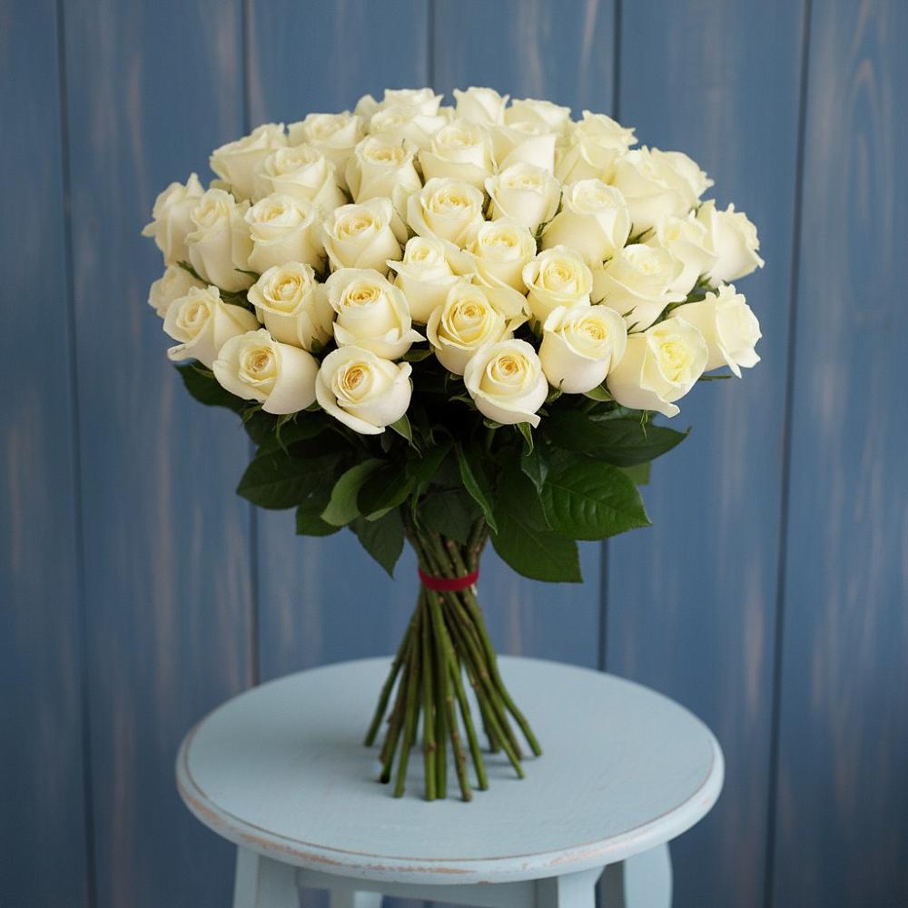 Букет 51 Белая роза Эдлесс Лав в Солянке