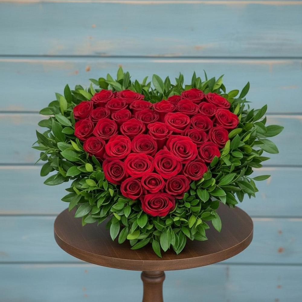 Цветочная композиция из Розы в виде сердца в Солянке