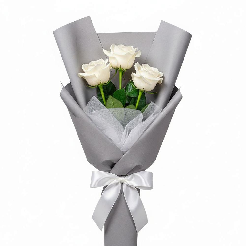 Букет 3 белые розы в Солянке