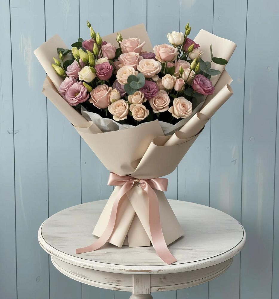 Букет цветов из: Розы и Лизиантусы в Солянке