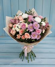 Букет цветов из:  Хризантемы, Розы и Альстромерии в Солянке