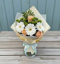 Букет цветов из:  Герберы, Розы и Хризантемы в Солянке