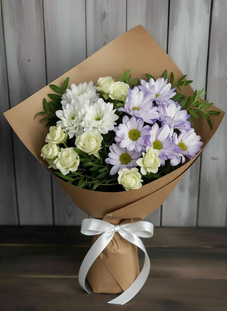 Букет цветов из: Хризантемы и Розы в Солянке